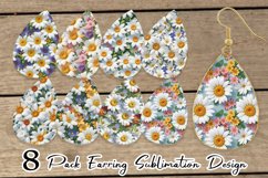 3D Summer Flowers Earring teardrop sublimation design Product Image 1