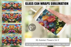 Glass Can Wraps 3D Summer Flowers Product Image 1