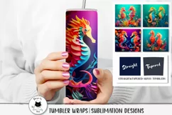 3d sea horse png wrap shown on tumbler