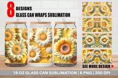 3D Sunflower Glass Can Wraps Product Image 1