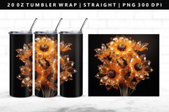 3D Sunflower Tumbler Wrap, Sublimation PNG Design Product Image 1