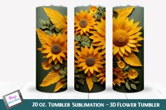 3D Sunflower Tumbler | 20 oz. Skinny Tumbler Sublimation Product Image 1