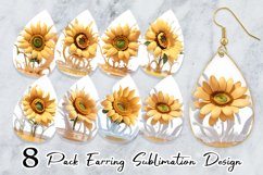 3D Sunflower with Water Splash Earring teardrop sublimation Product Image 1