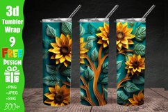 3D Sunflowers 20 oz Skinny Tumbler Sublimation Design