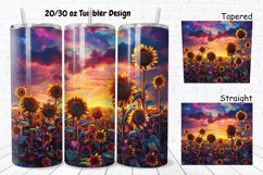 3D Sunflowers Sunset 20/30oz Skinny Tumbler Product Image 1