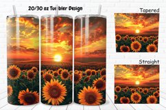 3D Sunflowers Sunset 20/30oz Skinny Tumbler Product Image 1