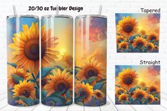 3D Sunflowers Sunset 20/30oz Skinny Tumbler Product Image 1