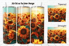 3D Sunflowers Sunset 20/30oz Skinny Tumbler Product Image 1