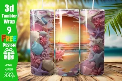 3D Sunrise Beach Landscape 20 oz Skinny Tumbler