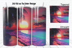 3D Sunset On The Beach 20/30oz Skinny Tumbler Product Image 1