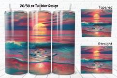 3D Sunset On The Beach 20/30oz Skinny Tumbler Product Image 1