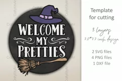 Welcome my Pretties door hanger SVG, 3D Halloween sign SVG Product Image 2