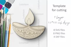Diwali candle SVG, Diwali candles laser cut coloring crafts Product Image 3