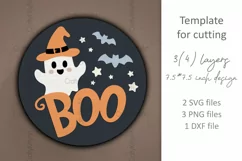 Boo Cute Ghost door hanger SVG, 3D Happy Halloween sign SVG Product Image 2
