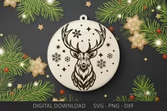 Christmas Reindeer SVG laser ornament, Deer head wall art Product Image 1