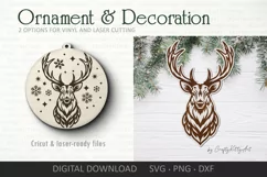 Christmas Reindeer SVG laser ornament, Deer head wall art Product Image 2