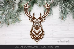 Christmas Reindeer SVG laser ornament, Deer head wall art Product Image 3