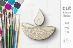Diwali candle SVG, Diwali candles laser cut coloring crafts Product Image 1