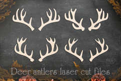 Deer antlers laser cut files, Reindeer horns silhouettes Product Image 1