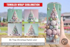 3D Tree Christmas Pastel Tumbler Sublimation Wrap Product Image 1
