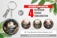 Keychain 3D Landscape Mountain Tree Product Image 1