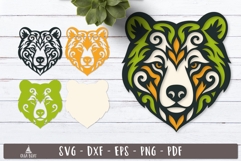 3d Tribal Bear Head SVG Layered Design