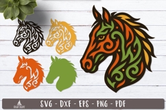 3d Tribal Horse Head Layered SVG design