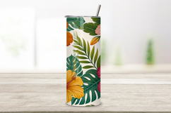 seamless tumbler wrap, tropical floral design, bright summer wrap, watercolor hibiscus design, 20oz skinny tumbler, tapered tumbler wrap, straight tumbler design, summer tropical art, seamless summer design, tropical watercolor wrap
