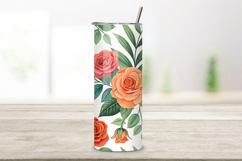 seamless, tumbler, wrap, png, tropical, rose, coral, orange, bright, design, tumbler wrap, seamless design, tropical rose, bright coral, orange roses, watercolor flowers, floral design, 20oz tumbler, skinny tumbler, tapered tumbler, seamless tumbler wrap,