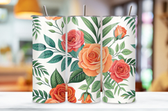 seamless, tumbler, wrap, png, tropical, rose, coral, orange, bright, design, tumbler wrap, seamless design, tropical rose, bright coral, orange roses, watercolor flowers, floral design, 20oz tumbler, skinny tumbler, tapered tumbler, seamless tumbler wrap,