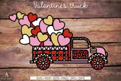 3d Valentine Truck with hearts being used as a Valentine sign
