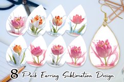 3D Tulip Flower Splash Water Earring teardrop sublimation de Product Image 1