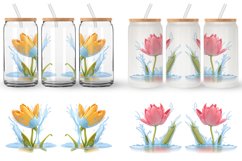 3D Tulip Flower Splash Water Glass Can Wraps Product Image 3