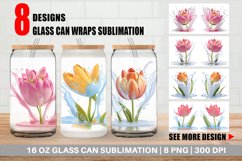 3D Tulip Flower Splash Water Glass Can Wraps Product Image 1