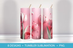 Summer Tulip Flowers 3D Tumbler Wrap Sublimation Product Image 5