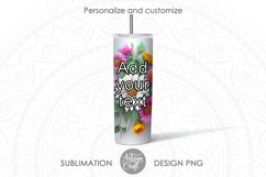 skinny tumbler wrap showing 3D flowers as digital download 