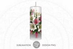 3D Pink Flowers 20oz Skinny Tumbler Sublimation Design as digital download 