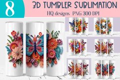 3D Tumbler Sublimation BUNDLE | Flowers and butterflies PNG Product Image 1