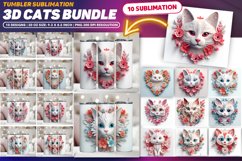 3D Cats sublimation tumbler wrap set bundle, 10 Sublimation Product Image 1