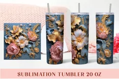 3d Flower Sublimation Tumbler | 3d Tumbler Wrap Product Image 1