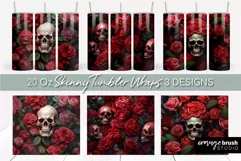 3D Tumbler Wrap Floral Skull Halloween Skull Tumbler PNG