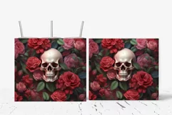 3D Tumbler Wrap Floral Skull Halloween Skull Tumbler PNG