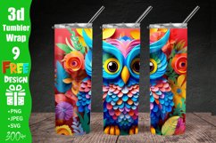 3D Tumbler Wrap Sublimation Ornate Owl, Sublimation, 300dpi Straight Skinny 20 oz Tumbler Wrap, Digital File