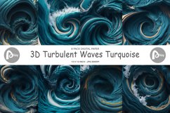 3D Turbulent Waves Turquoise | Digital Paper Product Image 1