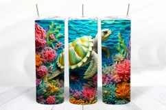 3D Turtle 20 oz Skinny Tumbler Sublimation Design