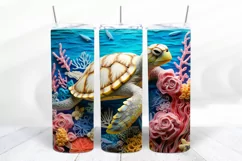 3D Turtle 20 oz Skinny Tumbler Sublimation Design