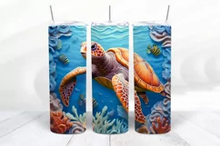 3D Turtle 20 oz Skinny Tumbler Sublimation Design