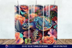 3D Turtle Flowers Tumbler wrap Product Image 1