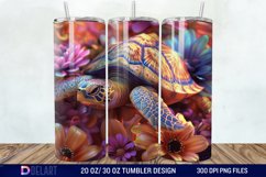 3D Turtle Flowers Tumbler wrap Product Image 1