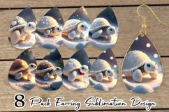3D Turtle white Christmas snow Earring teardrop sublimation Product Image 1